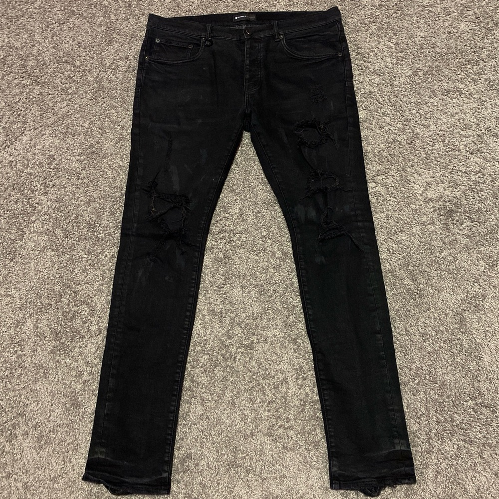Men's Distressed Black Skinny Jeans